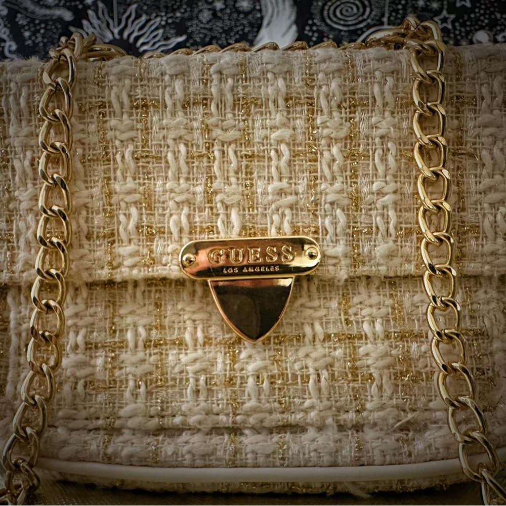 Guess Beige Tweed Crossbody Bag - Picture 5 of 10